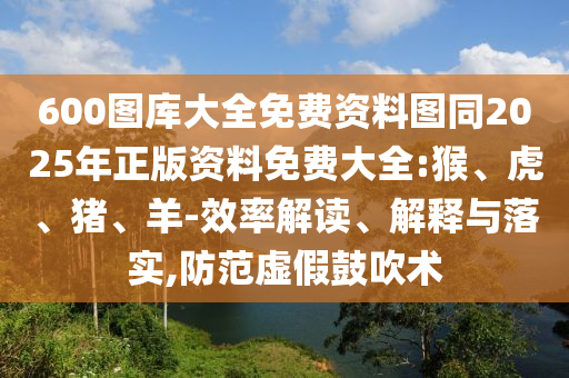 600圖庫大全免費資料圖同2025年正版資料免費大全:猴、虎、豬、羊-效率解讀、解釋與落實,防范虛假鼓吹術